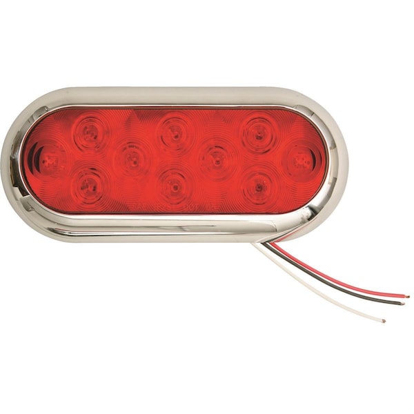 Custer Products Red Oval Tractor/Trailer Tail Light With Chrome Face CPL65R10FB